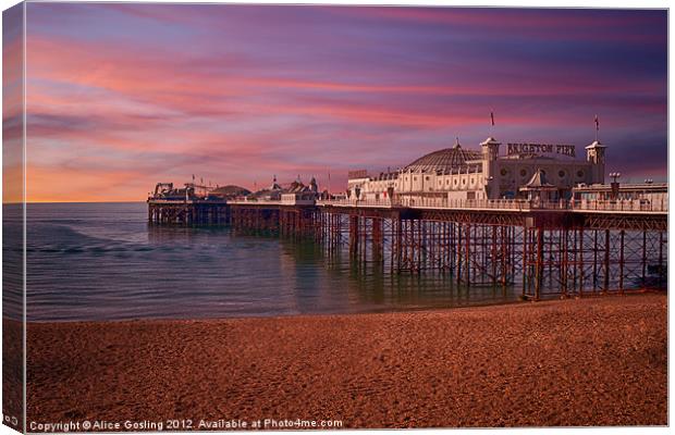 Brighton Pier Sunrise Canvas Print by Alice Gosling