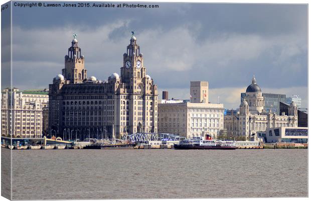  Liverpool waterfront and pier head Canvas Print by Lawson Jones