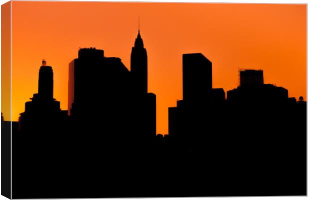 Lower Manhattan Sunset Silhouette Canvas Print by Johannes Valkama