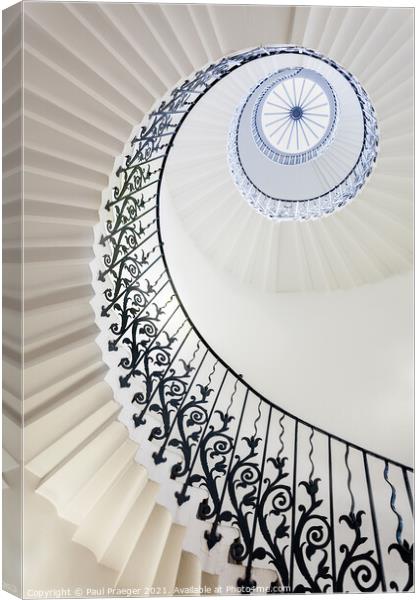 Tulip spiral stairs at Queen Anne's house Greenwich Canvas Print by Paul Praeger