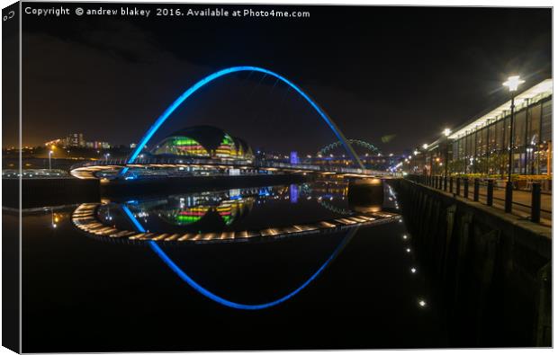 reflections on the tyne, newcastle quayside Canvas Print by andrew blakey