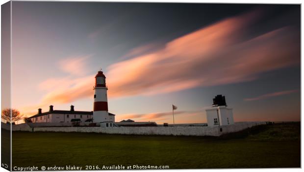 Souter Lighthouse sunset Canvas Print by andrew blakey