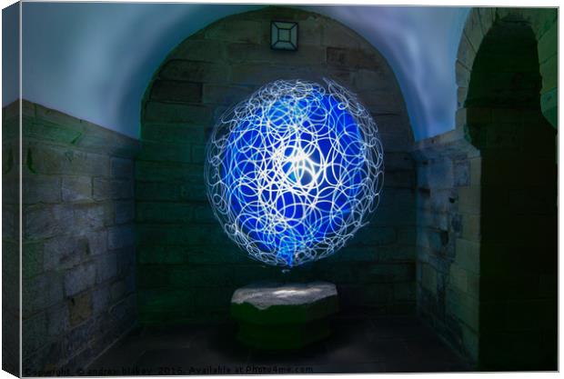Blue and white light Orb Canvas Print by andrew blakey
