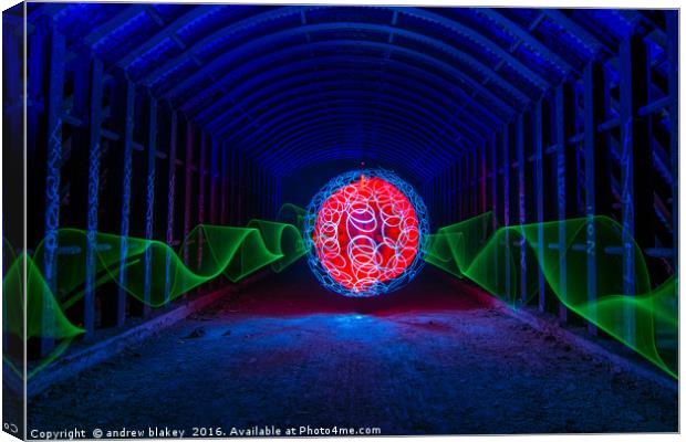 red orb deep under newcastle city streets in a old Canvas Print by andrew blakey