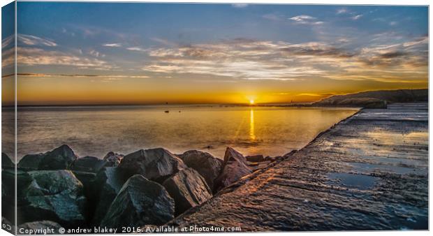 Cullercoats sunrise Canvas Print by andrew blakey