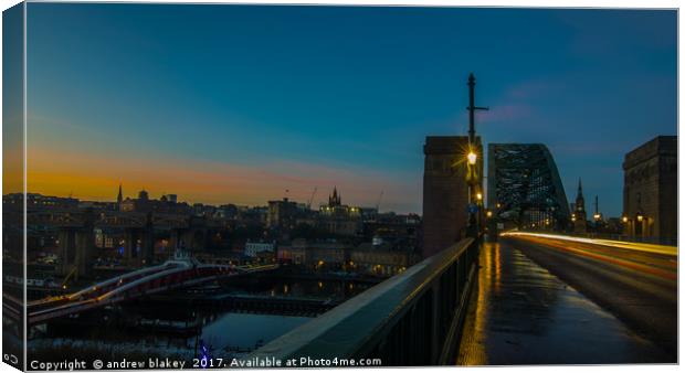 Majestic Sunset View over the Tyne River Canvas Print by andrew blakey