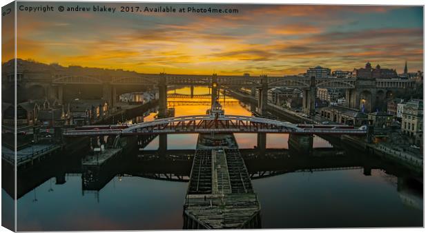 The Majestic Bridges of Newcastle Canvas Print by andrew blakey