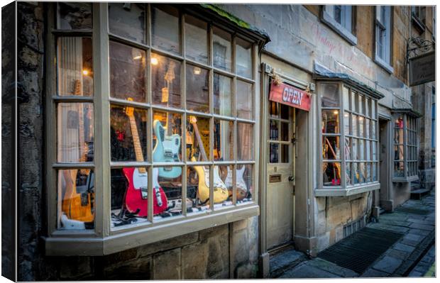 Guitar Shop, Bath Canvas Print by Richard Downs