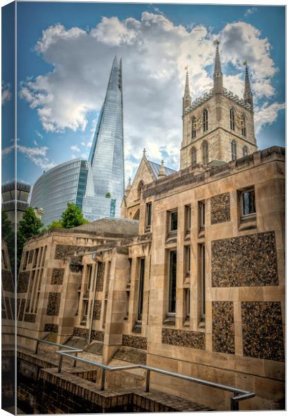 Southwark Cathedral and The Shard Canvas Print by Richard Downs
