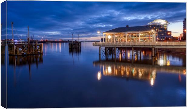 Cardiff Bay Reflections Canvas Print by Richard Downs
