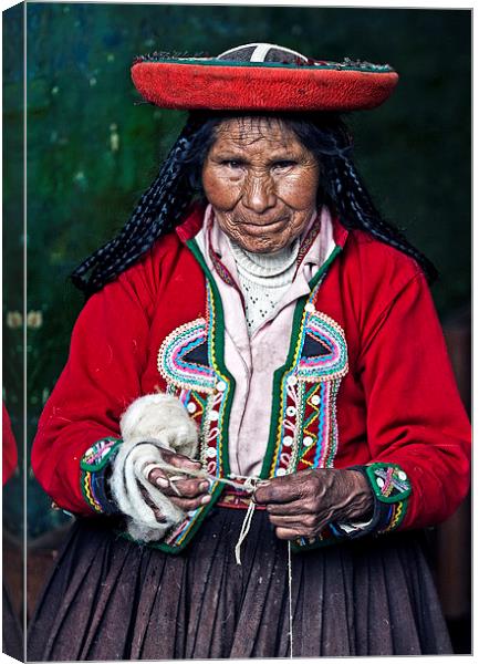 Peruvian woman weaving Canvas Print by Kobby Dagan