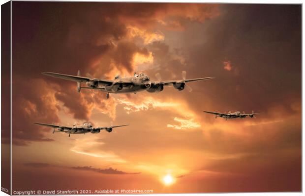 Lancasters start another Mission Canvas Print by David Stanforth