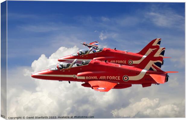 Red Arrows and Eurofighter Canvas Print by David Stanforth