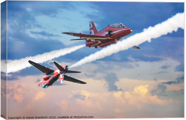 Red Arrows - Close Pass Canvas Print by David Stanforth