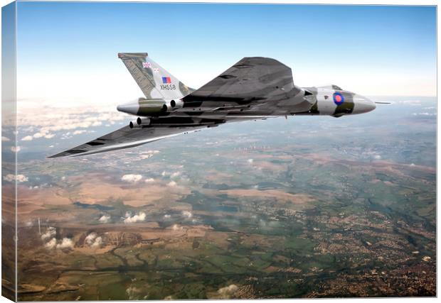 Vulcan's final flight over Sheffield Canvas Print by David Stanforth