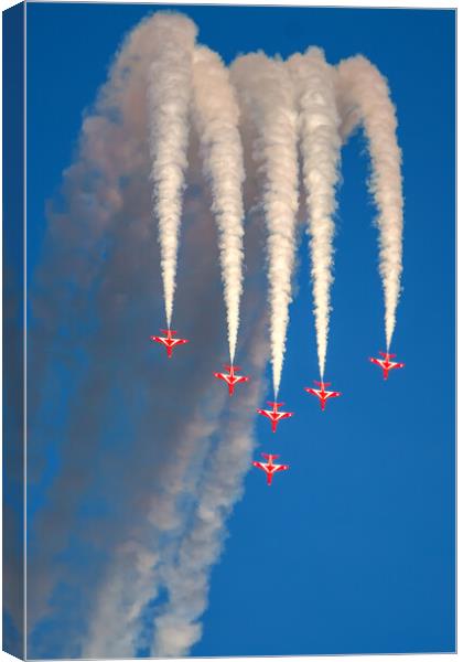 Red Arrows - Six man Swan formation  Canvas Print by David Stanforth