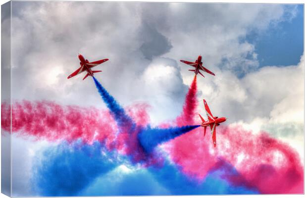 Red Arrows Colour Burst Canvas Print by David Stanforth