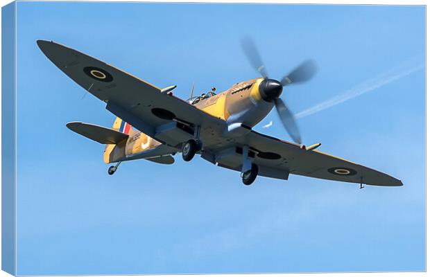 Pure Luck Spitfire coming in to land Canvas Print by David Stanforth