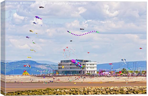 Morecambe Kite Festival Canvas Print by MICHAEL YATES