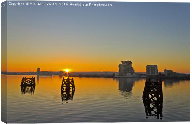 Cardiff Harbour Sunset Canvas Print by MICHAEL YATES