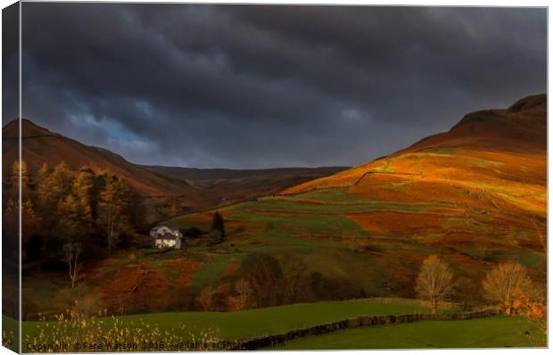 Lake District, golden sunlight, Helm Crag Canvas Print by Pete Watson