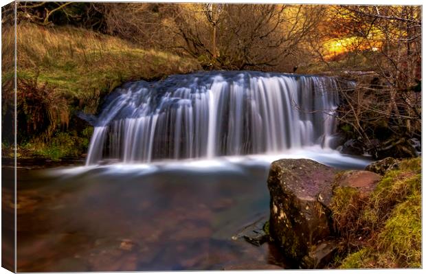 Waterfall in the Brecon Beacons, South Wales  Canvas Print by Pete Watson