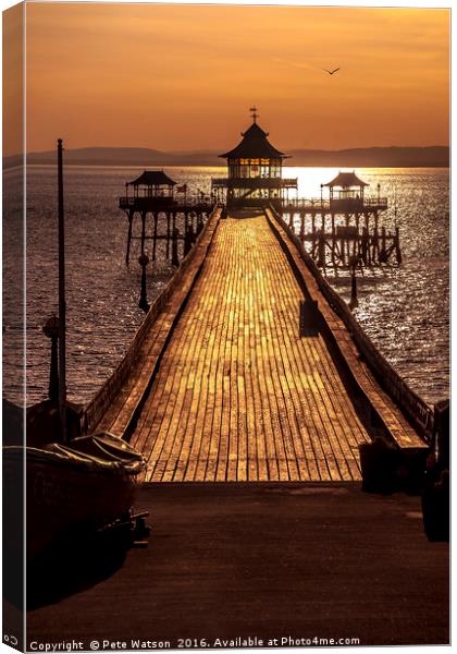 Clevedon Pier at Sunset Canvas Print by Pete Watson