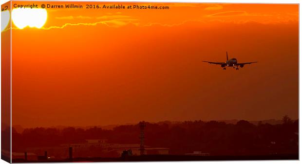 EasyJet Airbus A320 Sunset  Canvas Print by Darren Willmin