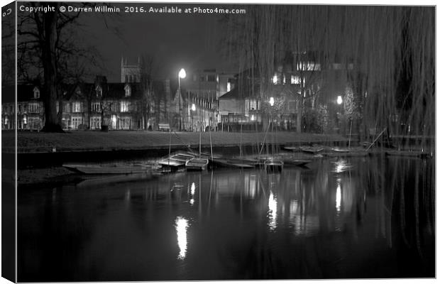 Wintery Weeping Willow in Cambridge Canvas Print by Darren Willmin