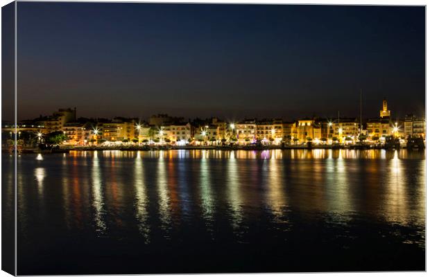 Cambrils Marina & Harbour at Night Canvas Print by Darren Willmin