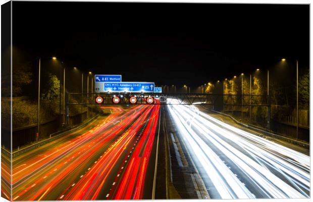 M25 at night Canvas Print by Darren Willmin