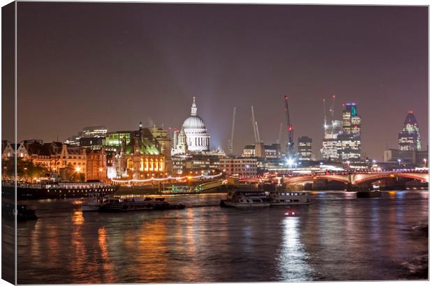 London Skyline at Night Canvas Print by Darren Willmin