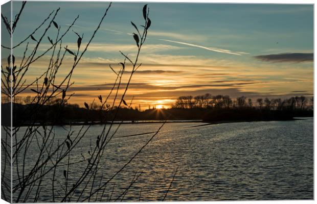 Sunset at Wilstone Reservoir Canvas Print by Darren Willmin