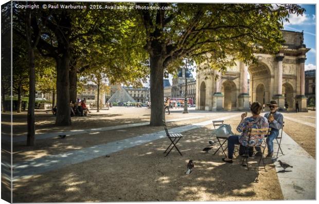 Relaxation in Paris Canvas Print by Paul Warburton