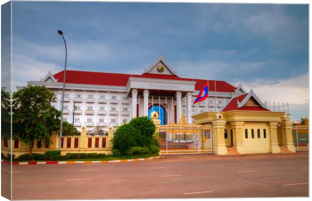 Prime Minister Office building- Laos Canvas Print by Annette Johnson