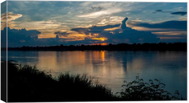 Mekong Sunset Canvas Print by Annette Johnson