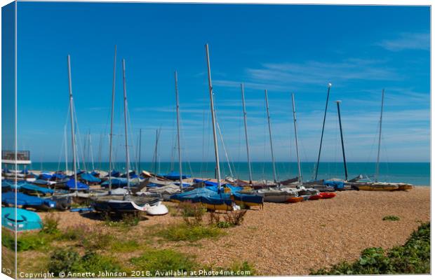 Sail Boats at Bexhill on Sea Canvas Print by Annette Johnson