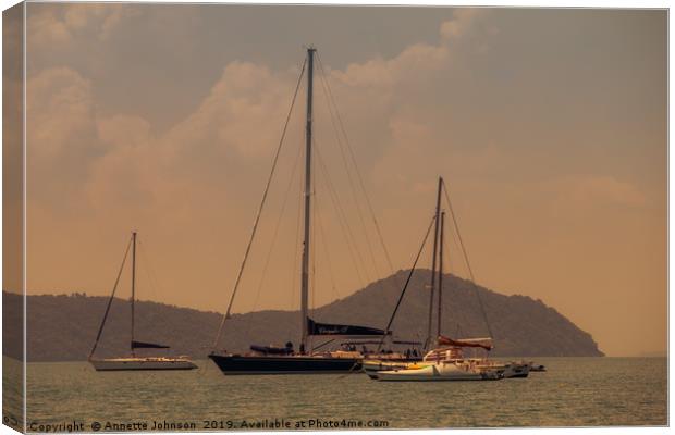 Boats at Ao Yon Beach Canvas Print by Annette Johnson