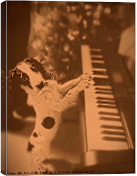 Piano Playing Spaniel Dog Canvas Print by Michelle Smith