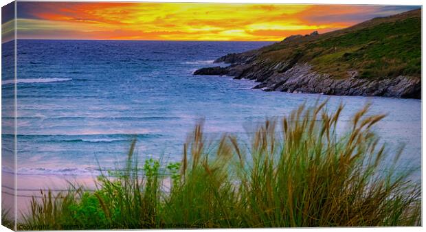 Majestic Sunset Over Crantock Bay Canvas Print by Jeremy Sage