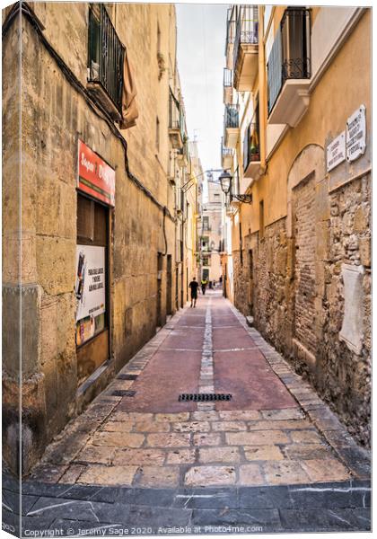Peaceful Alleyway in Tarragona Canvas Print by Jeremy Sage