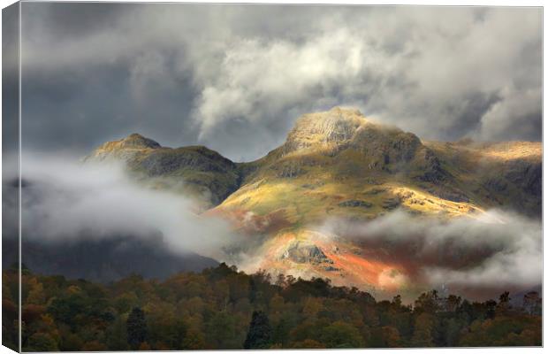 Harrison Stickle and Loft Crag in the Langdales Canvas Print by Martin Lawrence
