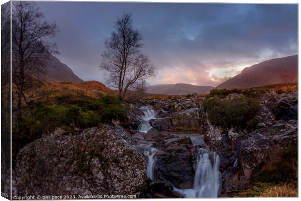 Buachaille Etive Mòr Waterfall Canvas Print by phil pace