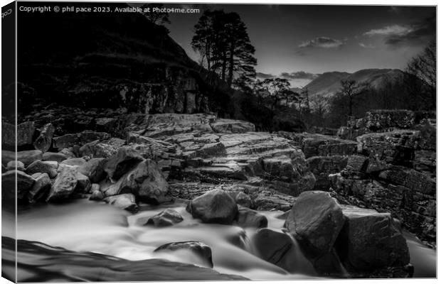 Glen Etive waterfall in B&W Canvas Print by phil pace