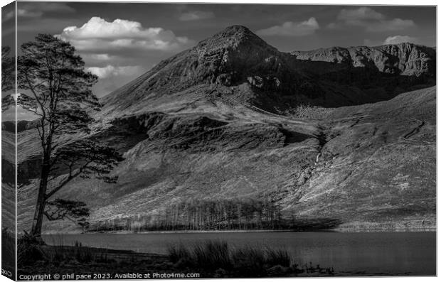 High Stile at Buttermere in Monochrome Canvas Print by phil pace