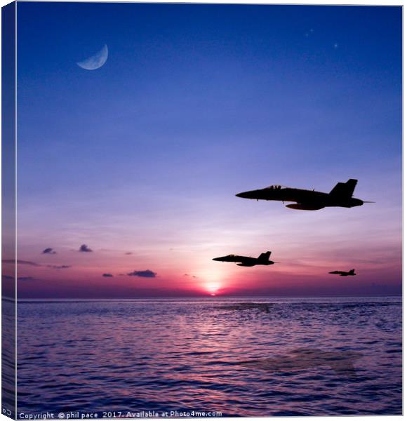 Fighters at sunset Canvas Print by phil pace