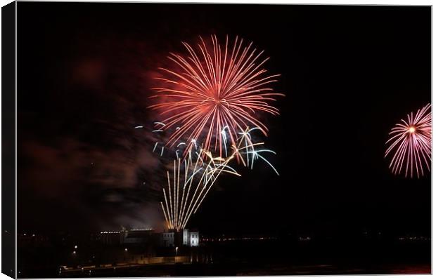Fireworks over Portstewart Canvas Print by Marc Lawrence