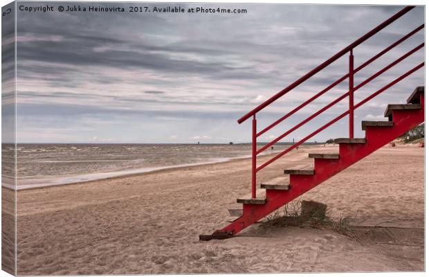 Stairs On The Beach Canvas Print by Jukka Heinovirta