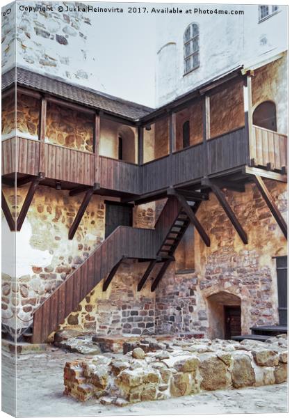 Wooden Stairs At The Turku Castle Canvas Print by Jukka Heinovirta