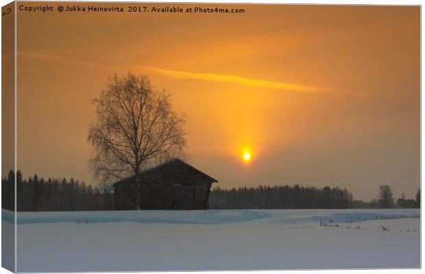Orange Sunrise Sky Canvas Print by Jukka Heinovirta